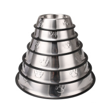 Hot Selling Small Medium Large Pet Feeder Bowl Stainless Steel Dog Food Bowl With Rubber Base